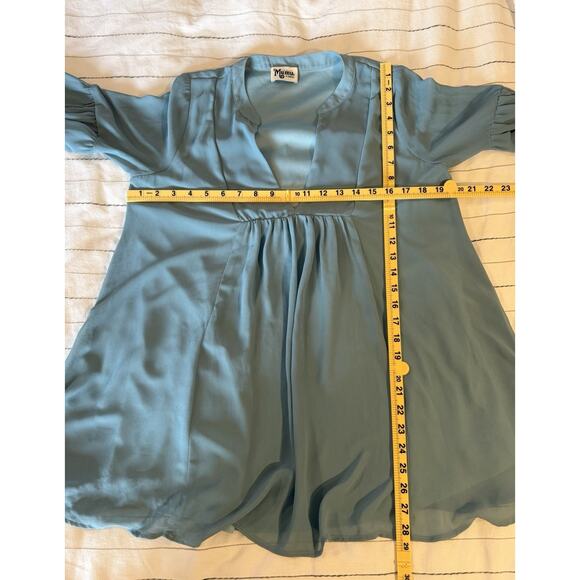 Show Me Your MuMu | Dakota Willow Swing Dress V-Neck Blue Green Aqua- Small - Picture 9 of 9